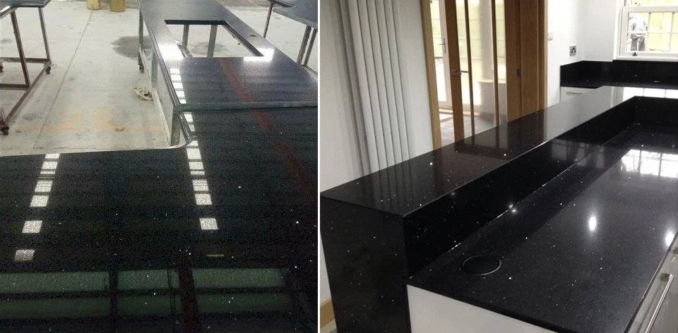 Crystal back quartz kitchen worktops