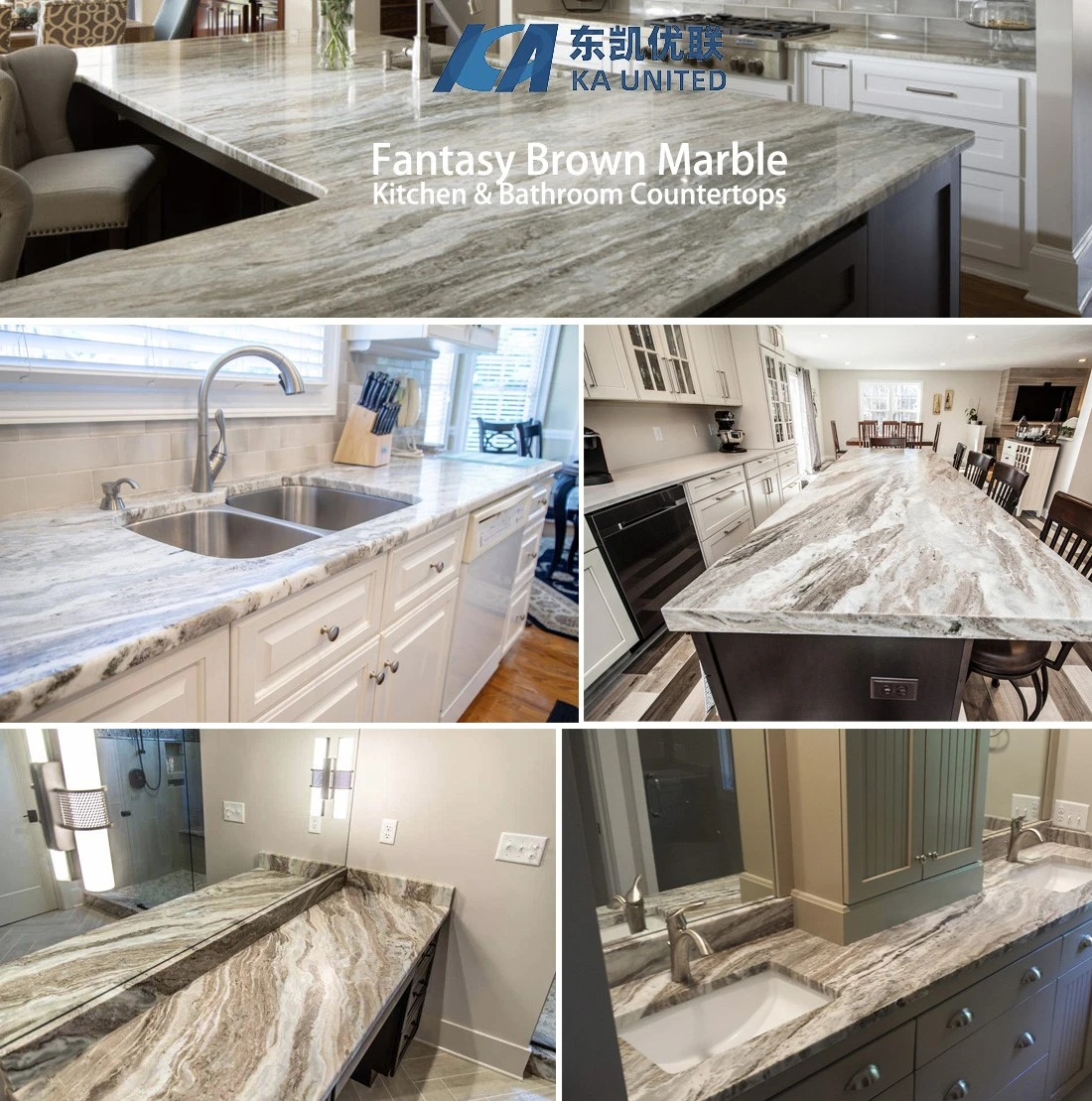 Fantasy Brown Marble Kitchen and Bathroom Countertops