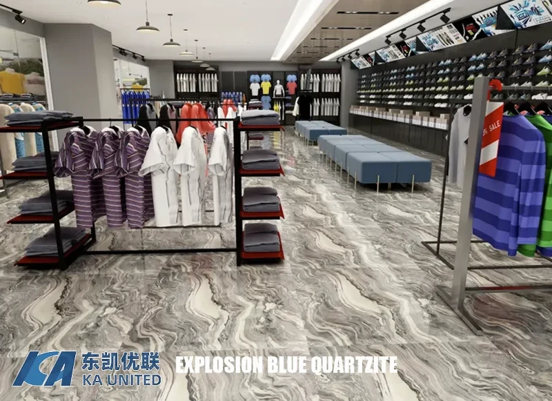 Explosion Blue Quartzite Flooring Projects KA UNITED Explosion Blue Quartzite Flooring Projects KA UNITED