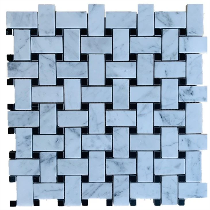 Bianco Carrara Basketweave marmormosaiik