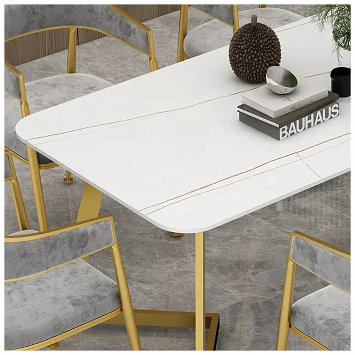 White Sintered Stone Rectangular Dining Table