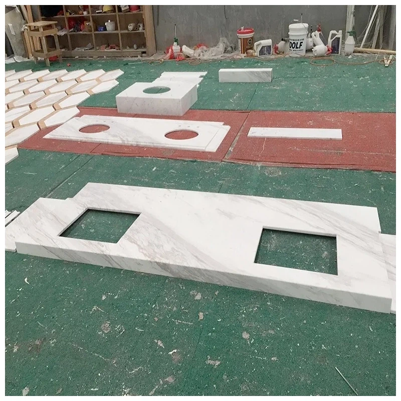 Volakas Marble Double Sinks Vanity Tops