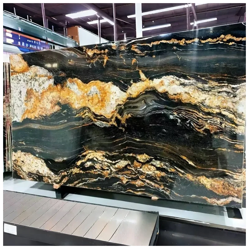 Titanium Gold Black Granite Slabs