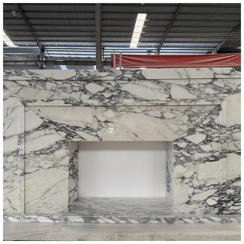 arabescato marble fireplace surround