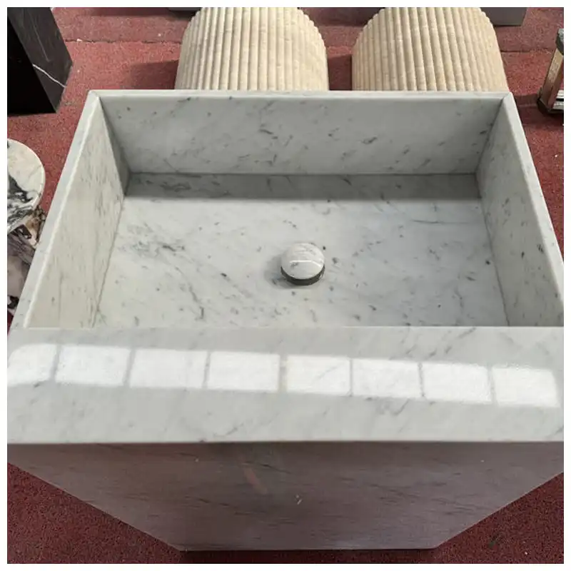 Carrara White Marble Floorstanding Sink