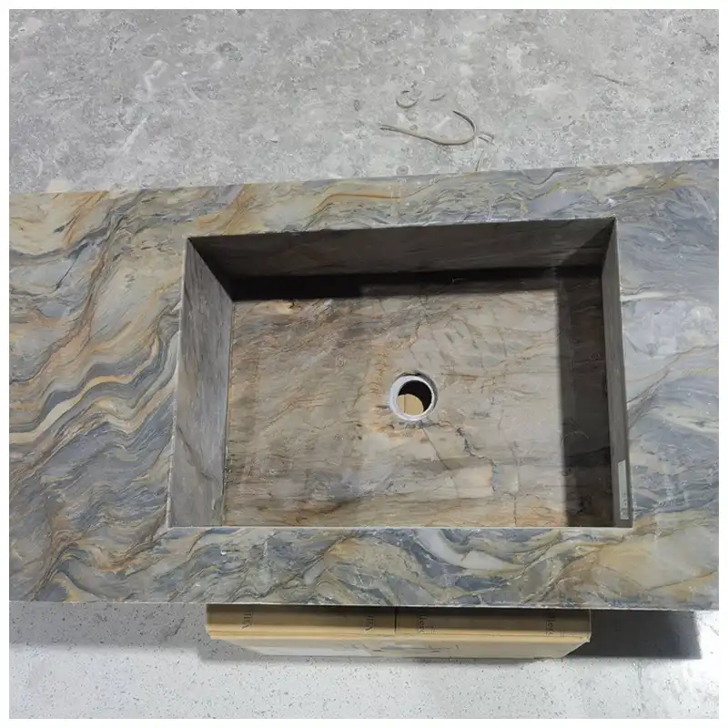 Fusion Blue Quartzite Integrated Wall Hung Basins