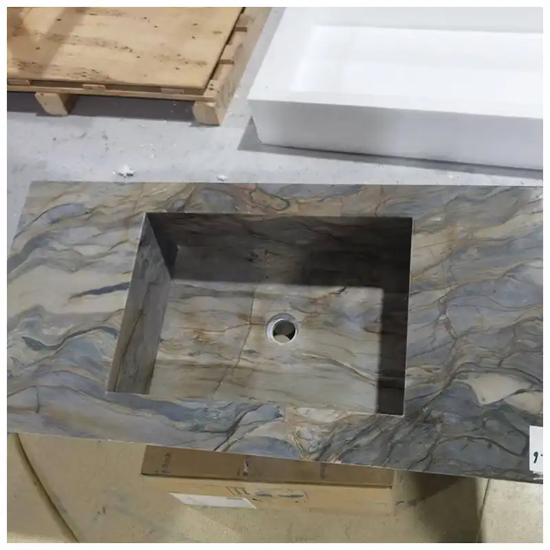 Fusion Blue Quartzite Integrated Wash Basins