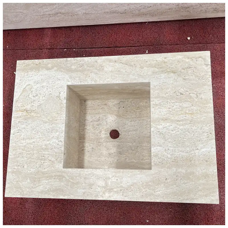 Ivory Travertine Integrated Rectangle Sinks