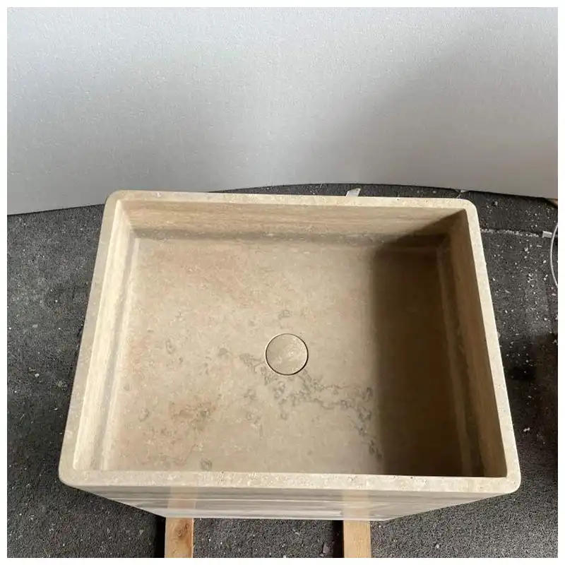 Roman Silver Travertine Floor Standing Vanity Basins
