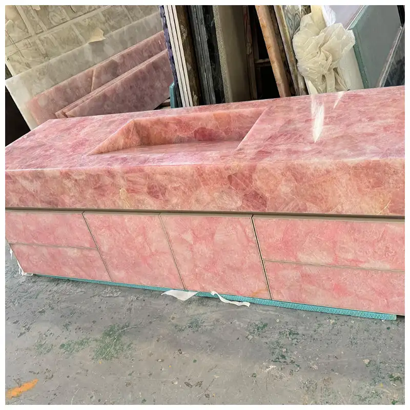 Semi-Precious Pink Rose Quartz Backlit Vanity Tops