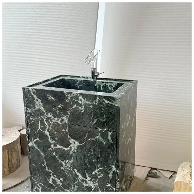 Verde Alpi Marble Floor Standing Washbasins