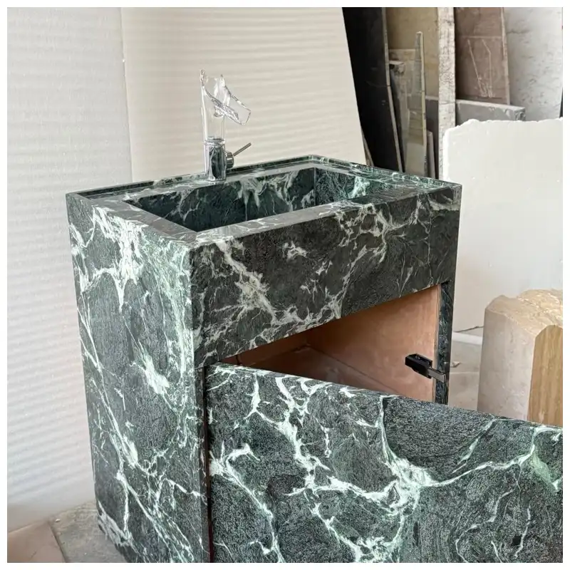 Verde Alpi Marble Single Sink Vanity Washbasins