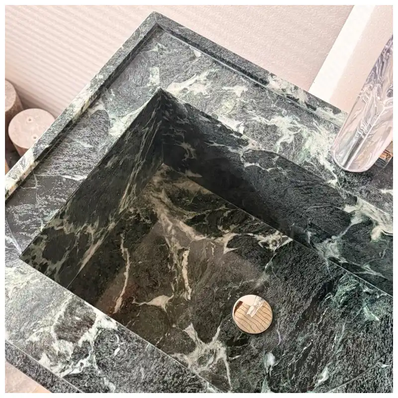 Verde Alpi Marble Rectangle Cabinet Basins