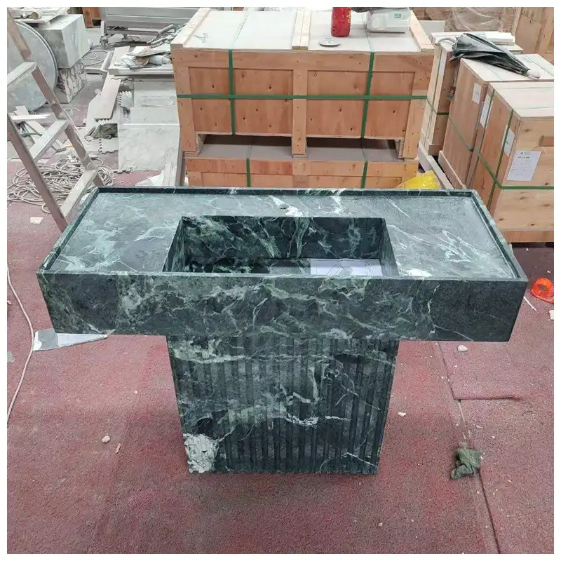 Verde Alpi Marble Pedestal Bathroom Basins