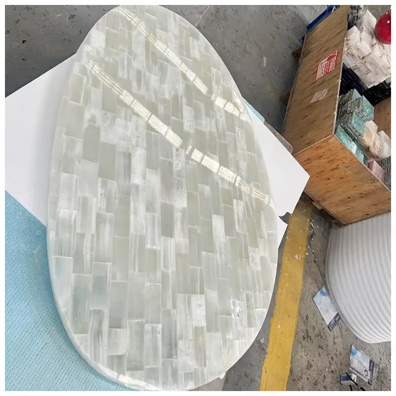White Selenite Quartz Gemstone Table Tops