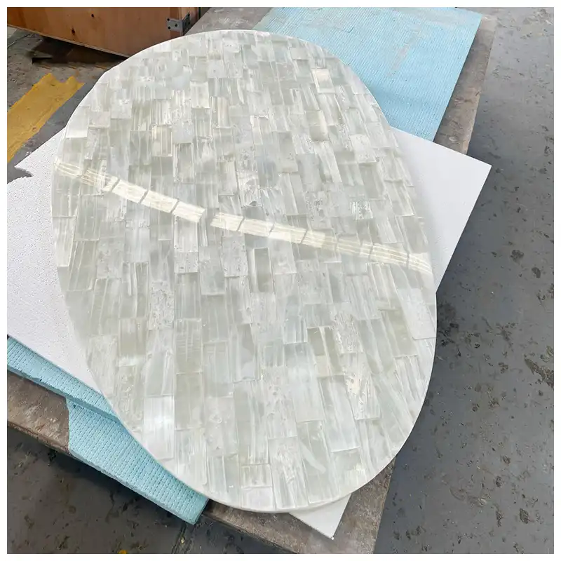 White Selenite Quartz Semi Precious Table Tops